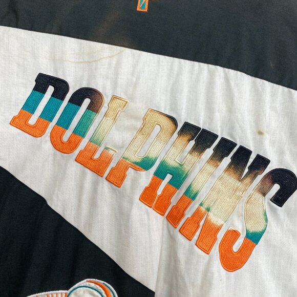 Vtg Miami Dolphins Puffer Jacket Men's L Pro Player Daniel Young Windbreaker - Picture 15 of 16